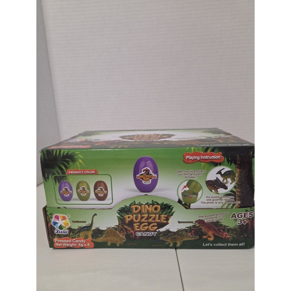Jiuai Dino Puzzle Egg Pressed Candy 8g x6 Interlocking Ages 3+ Green/Purple